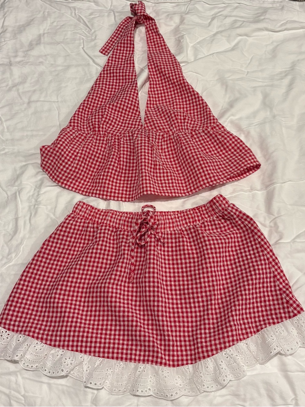 Women’s Pink Gingham Ruffle Trim Sleep Dress - Picture 5 of 5